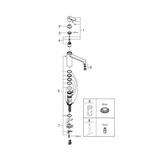 Eurosmart Cosmopolitan Одноважільний змішувач для мийки (30193000)