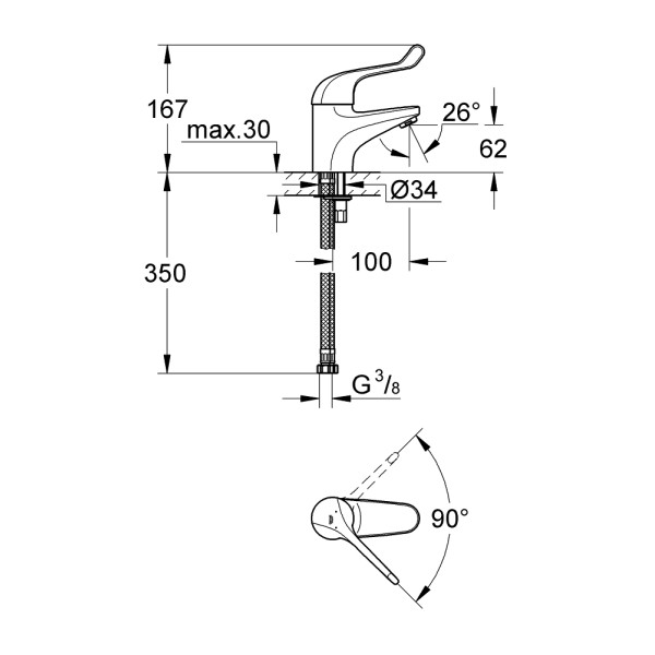 Euroeco Special SSC Одноважільний безпечний змішувач для раковини (32789000)