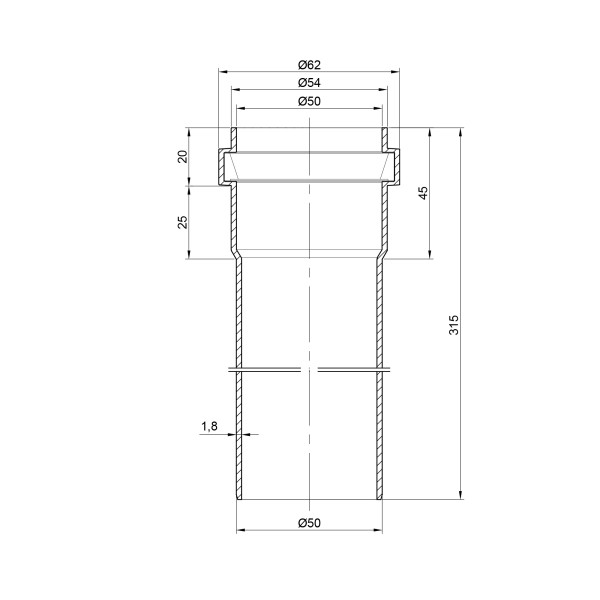 Труба PPR каналізаційна TA Sewage 50х1,8, 0,315 м