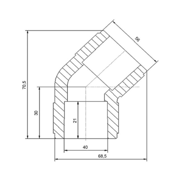 Кут з поліпроп. (45) 40х40 д/поліпроп. труб  Blue Ocean "Білий"