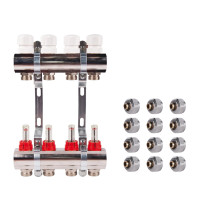 Комплект: SD Колектор с витратомірами 1"х6   SD235W6 + SD Євроконус 3/4'' 16 х 2мм   SD346