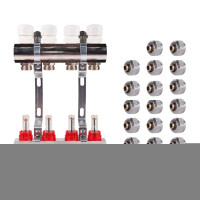 Комплект: SD Колектор с витратомірами 1"х10   SD235W10 + SD Євроконус 3/4'' 16 х 2мм   SD346