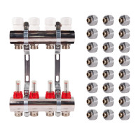 Комплект: SD Колектор с витратомірами 1"х12   SD235W12 + SD Євроконус 3/4'' 16 х 2мм   SD346